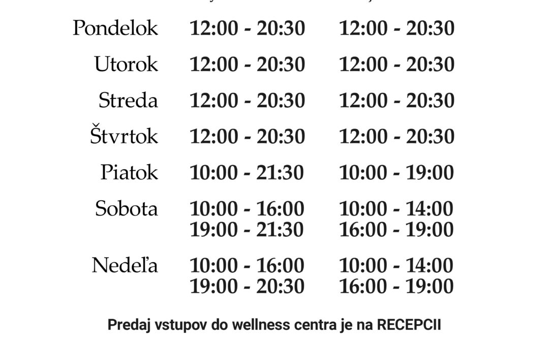 Nové otváracie hodiny bazén